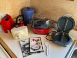 Tall Blue Ceramic Kitchen Jar, Hot Oil Popcorn Maker, Countertop Grill, Berry Picker & Can Opener