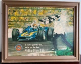 Framed Vintage Miller High Life Indianapolis 500 Racing Ad Poster by Ron Burton