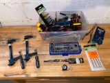 Bin of Mostly New Tools from Craftsman, Pittsburgh & Husky -Including Clamps & Socket Sets