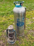 Vintage Lantern and Fire Extinguisher