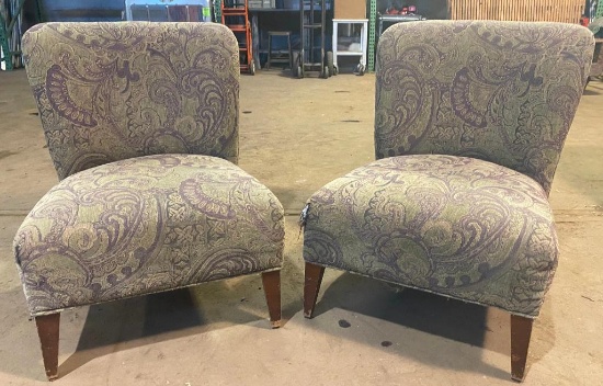 Two Contemporary Armless Paisley Chairs