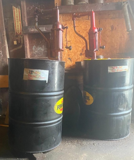 (2) Oil Drums with Pumps