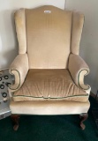 Chesterfield Style Fabric High-Back Armchair