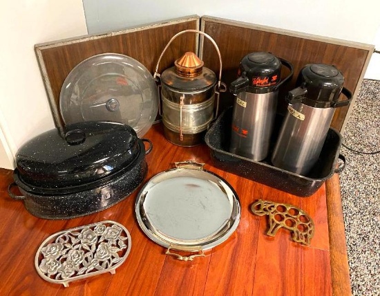 Kitchen and Entertainment Lot with New and Vintage Items