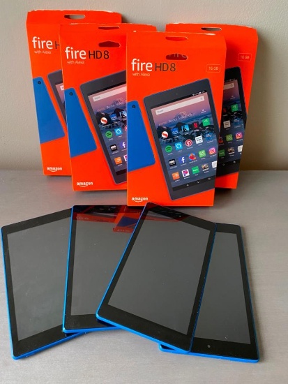 Four Amazon Fire HD8 Tablets