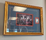 Scene at the Signing of the Constitution of the United States with Commemorative Stamp - Framed