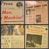History Preserved! Front Page News of The Moon Landing, Kennedy Assignation and Pope Visit - Framed