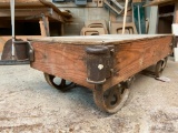 Vintage Iron & Wood Industrial Factory Cart
