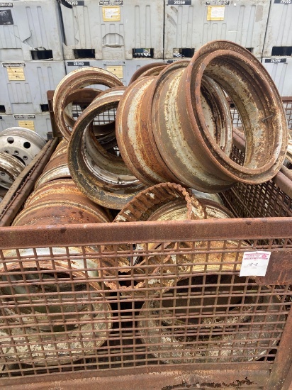 Steel Crate & Assorted Tractor Rims-See Pics