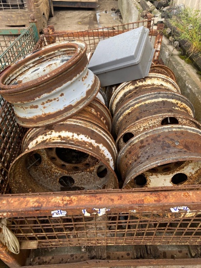 Steel Crate & Assorted Tractor Rims-See Pics