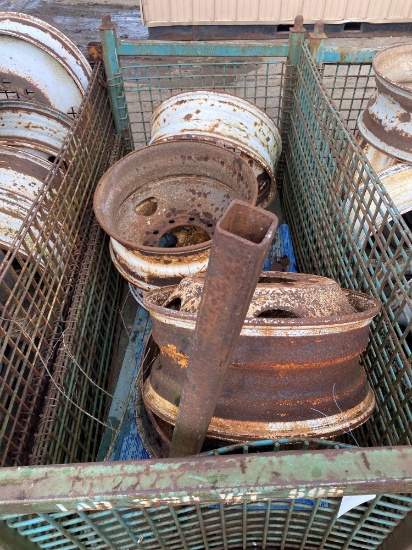 Steel Crate & Assorted Tractor Rims-See Pics