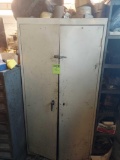 2 Door Metal Storage Cabinet with Contents