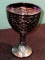 Fenton Carnival Glass Amethyst...Persian Medallion...Wine or Goblet Chalice - Marked