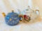 Hall China Blue Fleur De Lis Teapot #06GL and Music Box Teapot