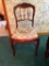 Vintage Mahogany Side Chair with Toile Style Seat Cushion