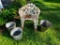 Wrought Iron Garden Chair with Stainless Steel & Galvanized Buckets