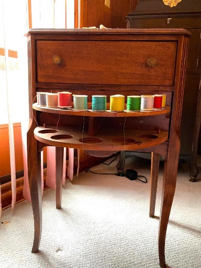 Vintage Sewing Table with Secret "Speak Easy" Rotating Compartment for Bobbins