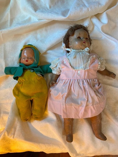 3 Faced Trudy Doll in Original Clothes from 1946 with Friend from 1944