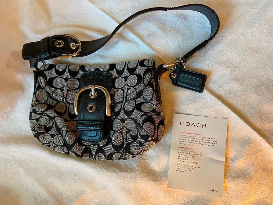 Coach Gray and Black Bag with Card of Authenticity