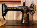 Antique Singer Sewing Machine in Sewing Table