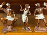 Set of 3 Treasure Craft Hula Dancers and Drummer from Hawaii - Circa 1960's