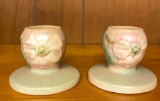 Set of 2 Vintage Weller Pottery Candlestick Holders - Rare