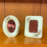 Hand Painted Fenton Glass Picture Frames X 2