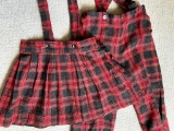 Vintage Boys and Girls Plaid Suspender Pants and Skirt