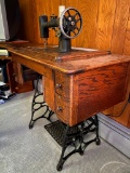 Restored New Home Ruby Treadle Sewing Machine and Cabinet with Original Manual - RARE!