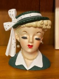 Lady In Green Vintage Lady Head Vase