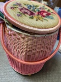 Tall Pink Sewing Basket