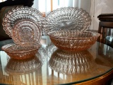 Buttons and Bows Pink Depression Glass Serving Pieces from Jeanette Glass