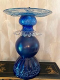 Blue Glass Bird Bath
