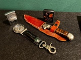 Custom Imperial Knife with Sheath, Sonoma Watch with Pocket Knife and 2 Authentic Zippo Lighters