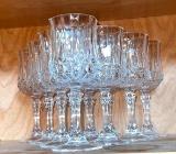 Set of 10 Etched Glass Water Goblets