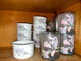 Sets of Noritaki China Cafe Du Soir Patterned Crock Pots & Glassware