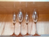 4 X Pink Champagne Flutes from France