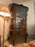 Beautiful French Vitrine Curved Glass Curio Cabinet Display Case