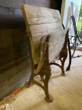 Antique Schoolhouse Seat, Child Bench and Wrought Iron Bench Ends