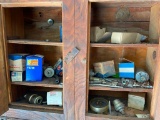 Vintage Wooden Cabinet with Car Parts and Contents