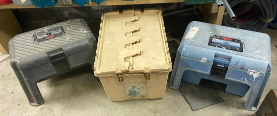 (3) Plastic Totes and Tools