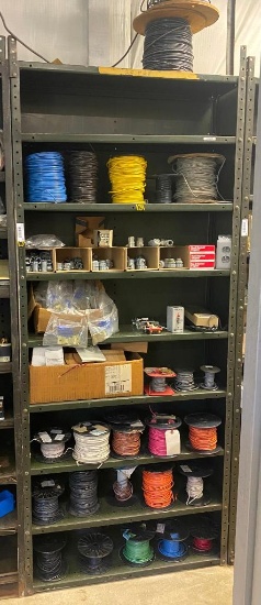 Metal Shelf Unit with Contents (Multiple Spools of Wire)