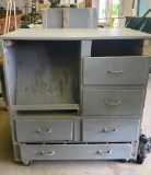 Wooden Chest of Drawers with Slanted Document Holder