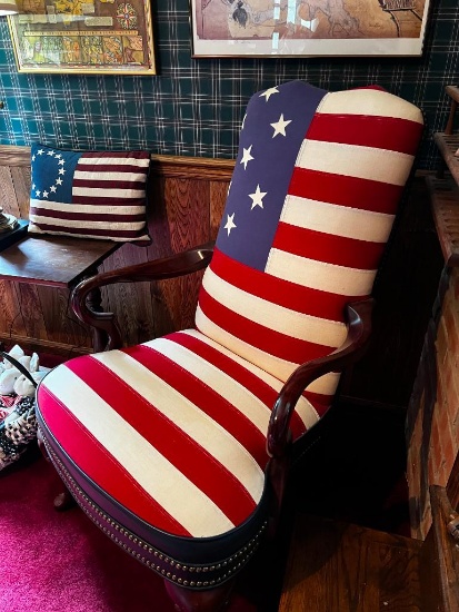 Limited Edition Historic Patriotic Collectible Star Spangled Banner Chair Crafted by Suggs & Hardin