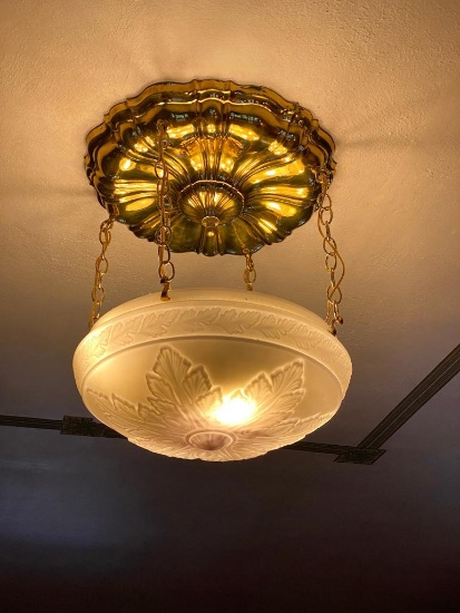 Glass and Brass Ceiling Fixture