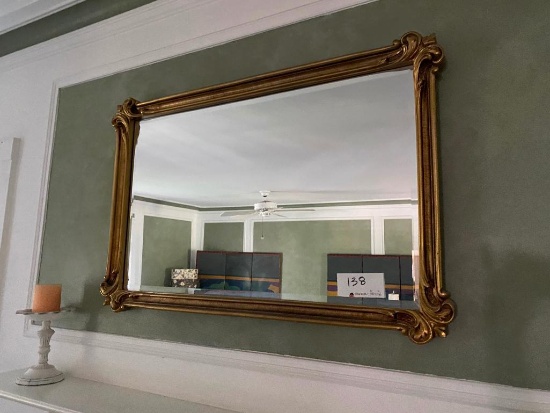 Large Beveled Mirror With Gold Frame