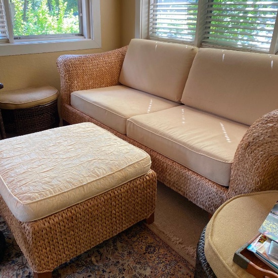 Water Hyacinth Woven Sofa and Ottoman