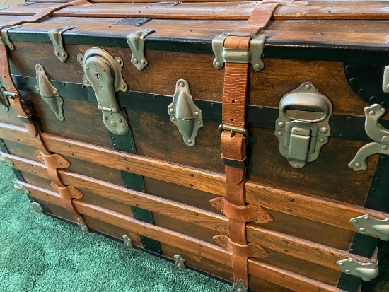 Wood and Leather Steamer Trunk