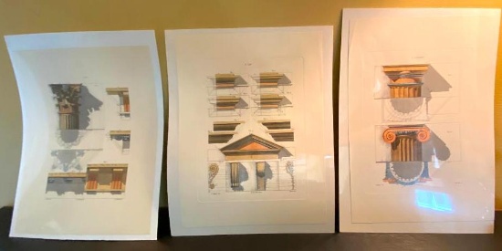 3 Architectural Prints - Plate 52, 54 & 55 for Elements of Civil Architecture...by Giuseppe Vannini