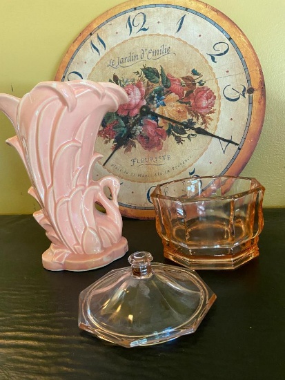 Decorative Romance, Vase, Cut Glass Dish and Clock